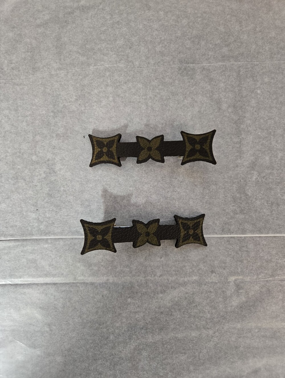Monogrammed Brown Logo Hair Clips - Pair